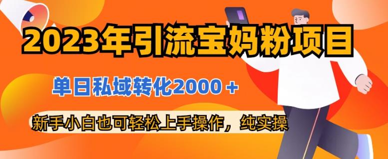 2023年引流宝妈粉项目，单日私域转化2000＋，新手小白也可轻松上手操作，纯实操天亦网独家提供-天亦资源网