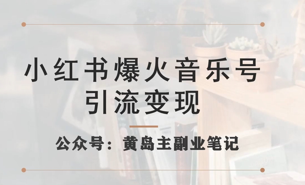 小红书爆火音乐号引流变现项目，视频版一条龙实操玩法分享给你天亦网独家提供-天亦资源网