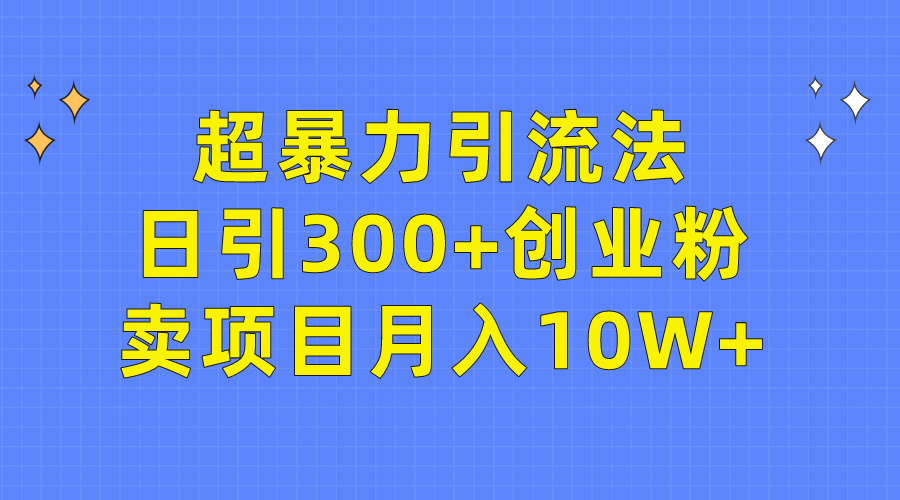 （9954期）超暴力引流法，日引300+创业粉，卖项目月入10W+天亦网独家提供-天亦资源网