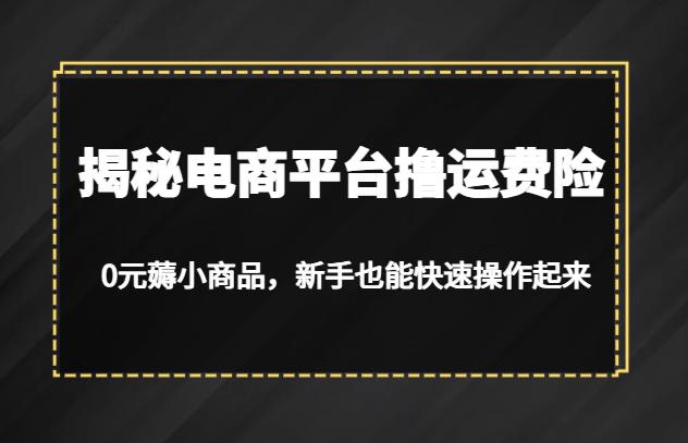 揭秘电商平台撸运费险，0元薅小商品，新手也能快速操作起来天亦网独家提供-天亦资源网