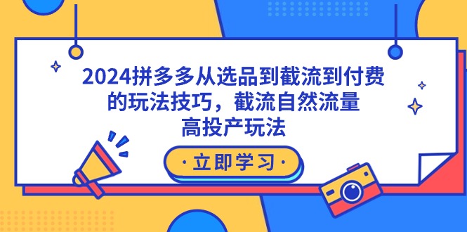 （9037期）2024拼多多从选品到截流到付费的玩法技巧，截流自然流量玩法，高投产玩法天亦网独家提供-天亦资源网