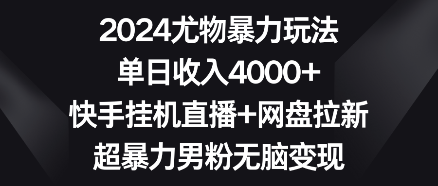 （9074期）2024尤物暴力玩法 单日收入4000+快手挂机直播+网盘拉新 超暴力男粉无脑变现天亦网独家提供-天亦资源网