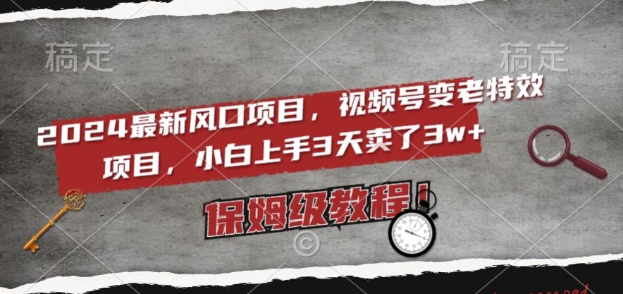 2024最新风口项目，视频号变老特效项目，电脑小白上手3天卖了3w+，保姆级教程【揭秘】天亦网独家提供-天亦资源网