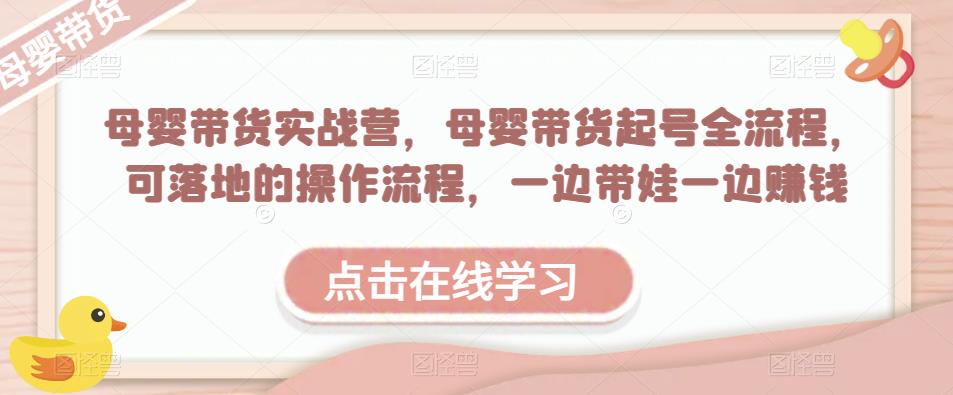 母婴带货实战营，母婴带货起号全流程，可落地的操作流程，一边带娃一边赚钱（附素材）天亦网独家提供-天亦资源网