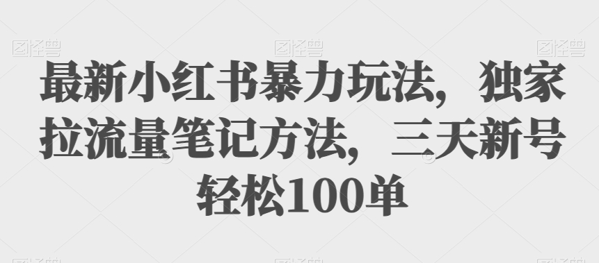 最新小红书暴力玩法，独家拉流量笔记方法，三天新号轻松100单【揭秘】天亦网独家提供-天亦资源网