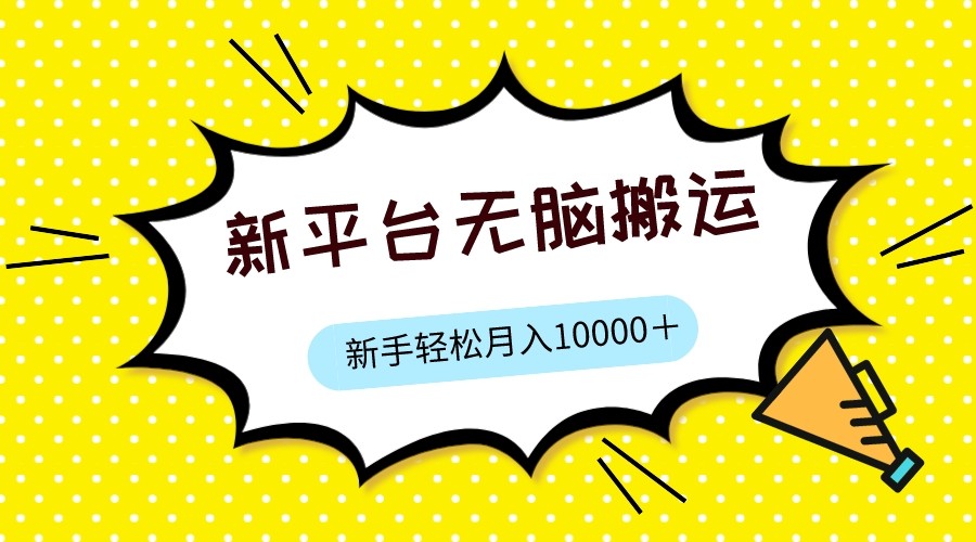 新平台用软件无脑搬运，月赚10000+，小白也能轻松上手天亦网独家提供-天亦资源网