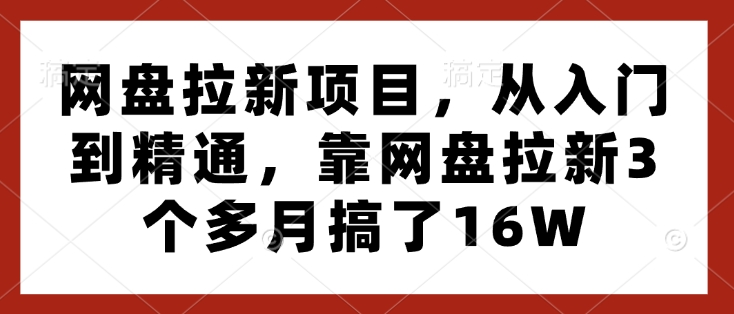 网盘拉新项目，从入门到精通，靠网盘拉新3个多月搞了16W天亦网独家提供-天亦资源网