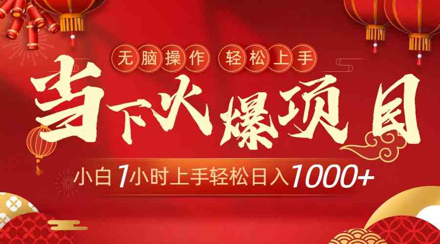 （8973期）当下火爆项目，操作简单，小白仅需1小时轻松上手日入1000+天亦网独家提供-天亦资源网