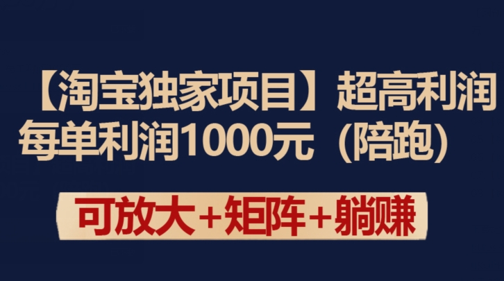 【淘宝独家项目】超高利润：每单利润1000元天亦网独家提供-天亦资源网