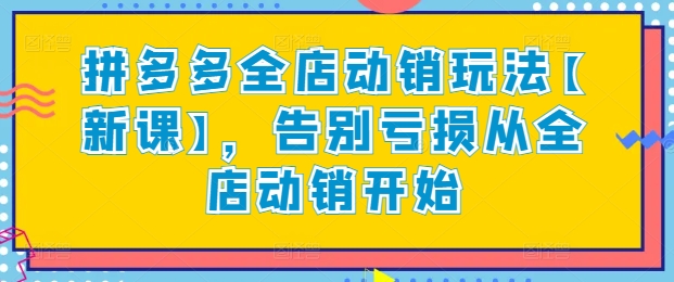 拼多多全店动销玩法【新课】，告别亏损从全店动销开始天亦网独家提供-天亦资源网