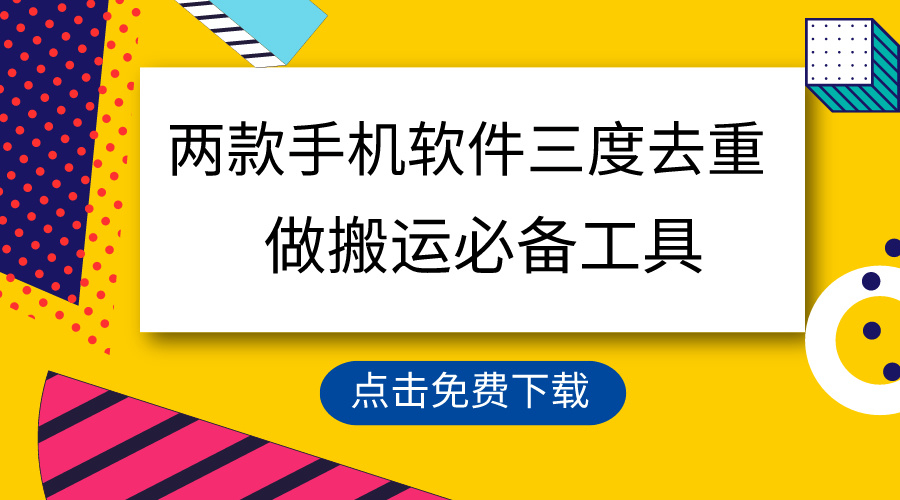 （9140期）用这两款手机软件三重去重，100%过原创，搬运必备工具，一键处理不违规天亦网独家提供-天亦资源网