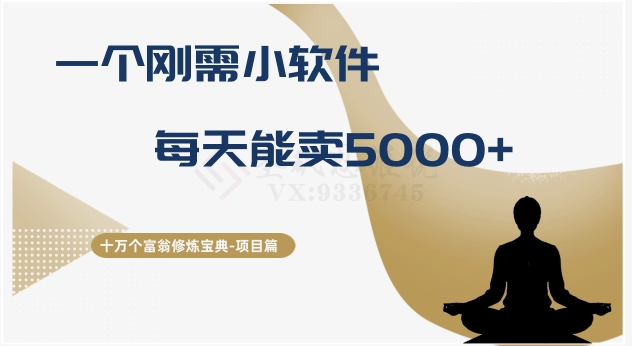 十万个富翁修炼宝典之17.一个刚需小软件，每天能卖5000+天亦网独家提供-天亦资源网