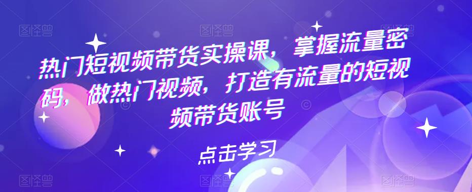 热门短视频带货实操课，掌握流量密码，做热门视频，打造有流量的短视频带货账号天亦网独家提供-天亦资源网