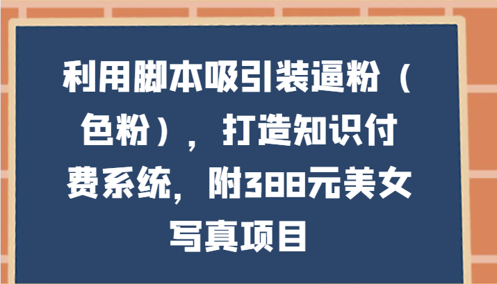 利用脚本吸引装逼粉（色粉），打造知识付费系统，附388元美女写真项目天亦网独家提供-天亦资源网