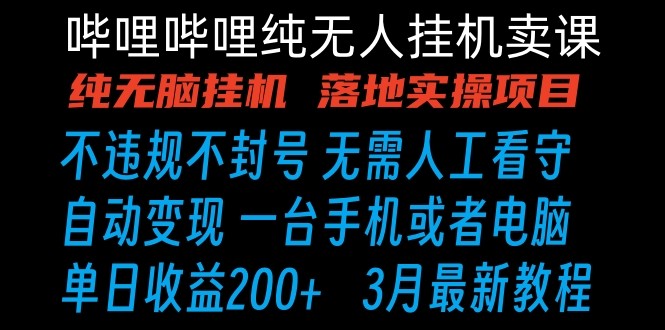 哔哩哔哩纯无脑挂机卖课 单号日收益200+ 手机就能做天亦网独家提供-天亦资源网