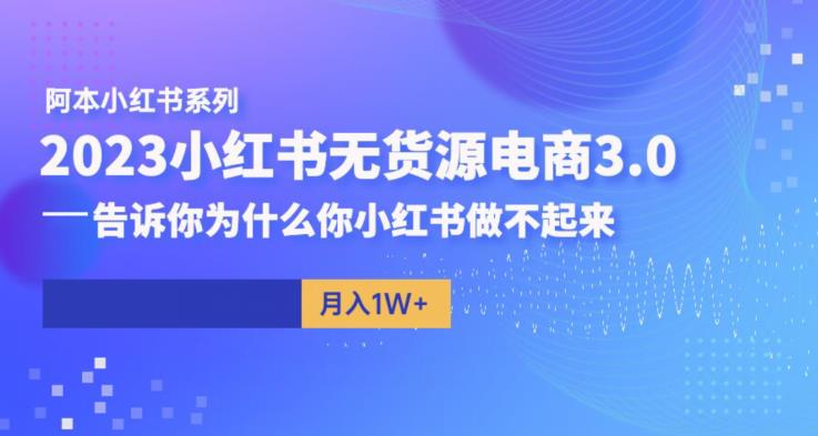 阿本小红书无货源电商3.0，告诉你为什么你小红书做不起来天亦网独家提供-天亦资源网