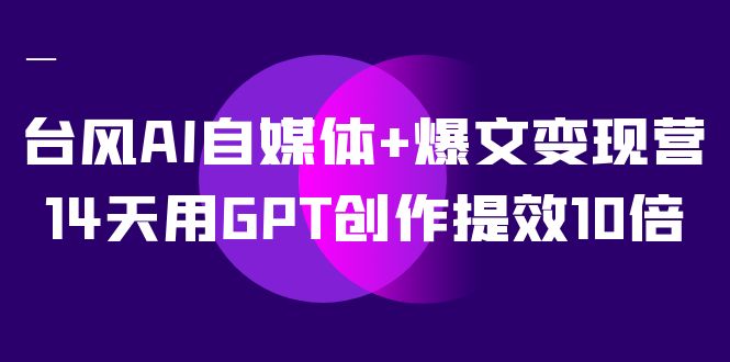 AI自媒体+爆文变现营，14天用GPT创作提效10倍（12节课）天亦网独家提供-天亦资源网