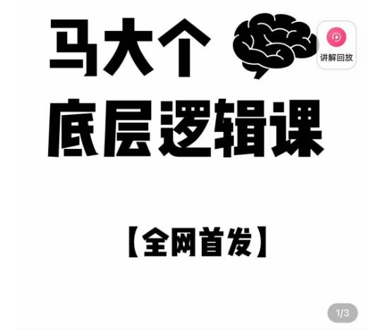 马大个·底层逻辑课，51节底层逻辑智慧课-价值1980元天亦网独家提供-天亦资源网