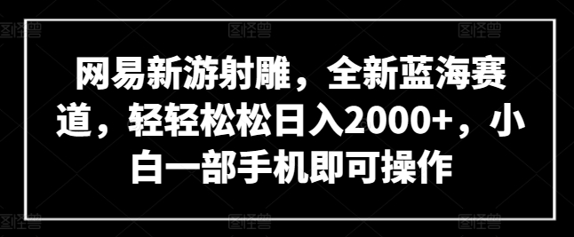 网易新游射雕，全新蓝海赛道，轻轻松松日入2000+，小白一部手机即可操作天亦网独家提供-天亦资源网