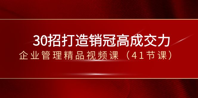 （8477期）30招-打造销冠高成交力-企业管理精品视频课（41节课）天亦网独家提供-天亦资源网