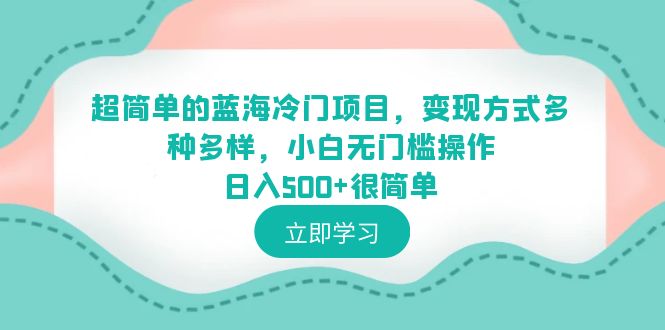 （6422期）超简单的蓝海冷门项目，变现方式多种多样，小白无门槛操作日入500+很简单天亦网独家提供-天亦资源网