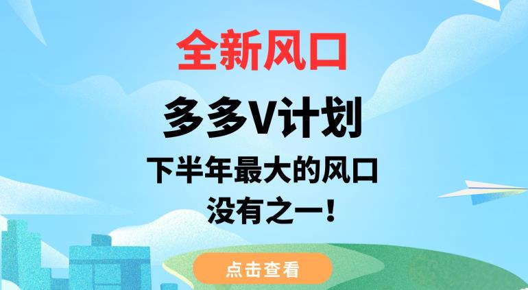 全新风口，多多V计划，下半年最大的风口项目，没有之一【揭秘】天亦网独家提供-天亦资源网