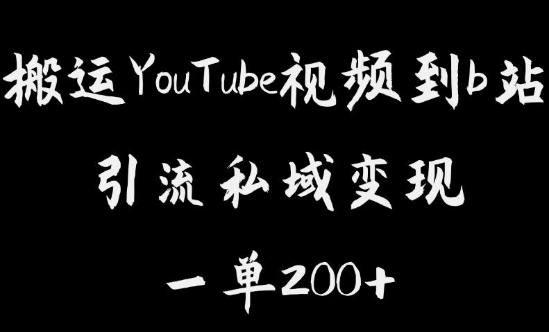 搬运YouTube视频到b站，引流私域一单利润200+，几乎0成本！【揭秘】天亦网独家提供-天亦资源网