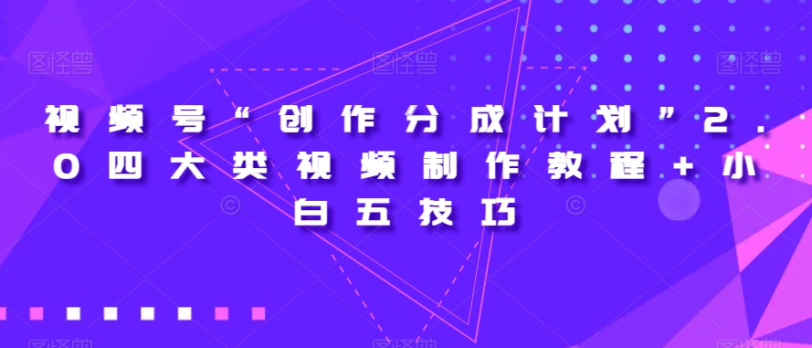 视频号“创作分成计划”2.0四大类视频制作教程+小白五技巧【揭秘】天亦网独家提供-天亦资源网