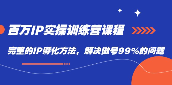 百万IP实战训练营课程，完整的IP孵化方法，解决做号99%的问题天亦网独家提供-天亦资源网