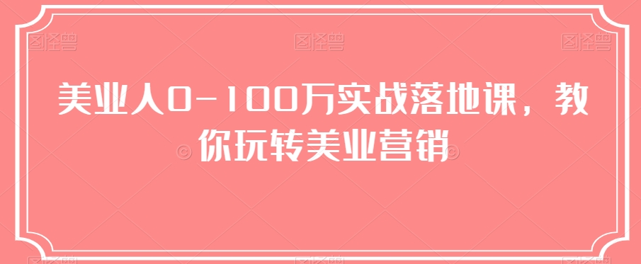 美业人0-100万实战落地课，教你玩转美业营销天亦网独家提供-天亦资源网