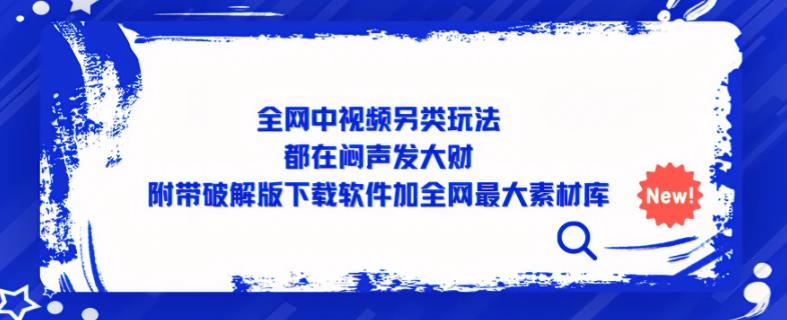 全网中视频另类玩法，都在闷声发大财，附带破解版下载软件加全网最大素材库天亦网独家提供-天亦资源网