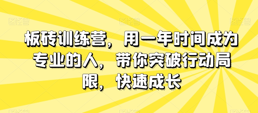 板砖训练营，用一年时间成为专业的人，带你突破行动局限，快速成长天亦网独家提供-天亦资源网