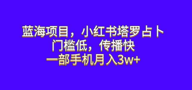 蓝海项目，小红书塔罗占卜，门槛低，传播快，一部手机月入3w+【揭秘】天亦网独家提供-天亦资源网