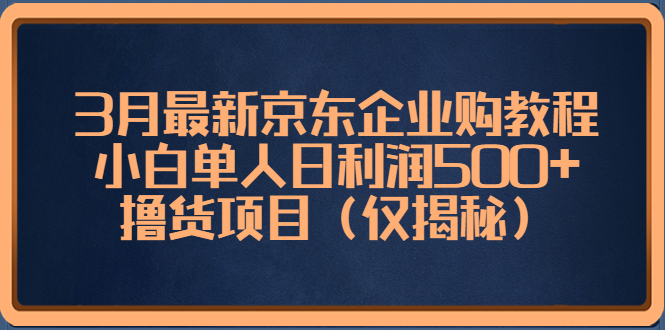 （5277期）3月最新京东企业购教程，小白单人日利润500+撸货项目（仅揭秘）天亦网独家提供-天亦资源网