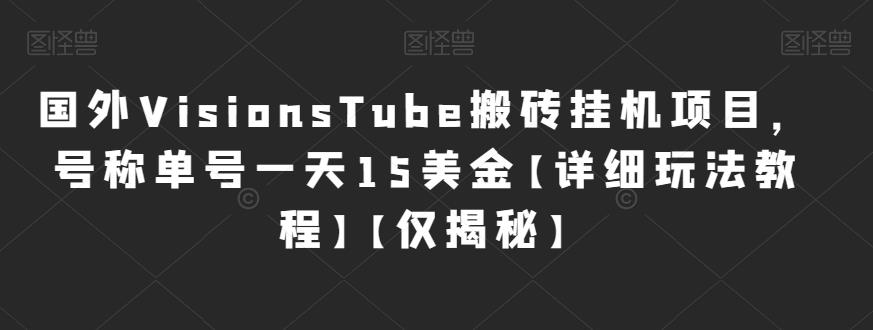 国外VisionsTube搬砖挂机项目，号称单号一天15美金【详细玩法教程】【仅揭秘】天亦网独家提供-天亦资源网