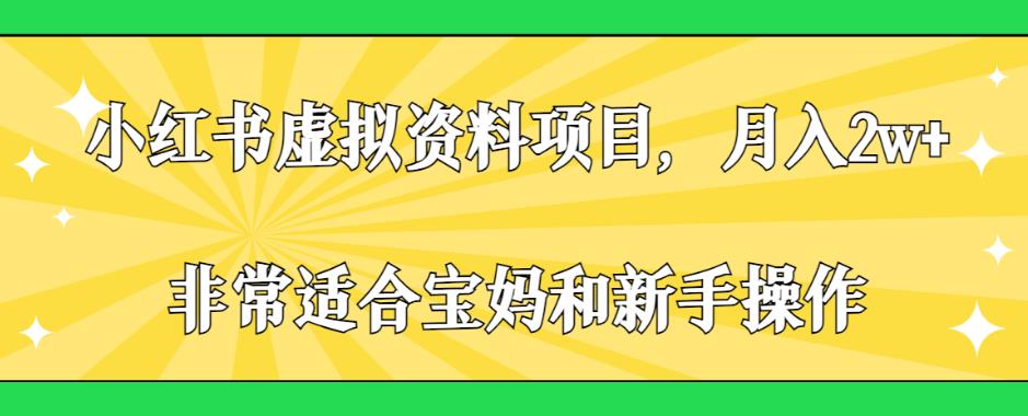 小红书虚拟资料项目，月入2w+，非常适合宝妈和新手操作【揭秘】天亦网独家提供-天亦资源网