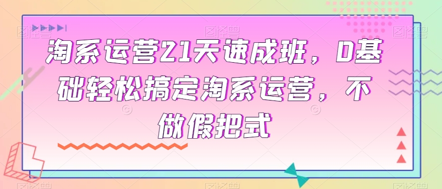 淘系运营21天速成班，0基础轻松搞定淘系运营，不做假把式天亦网独家提供-天亦资源网