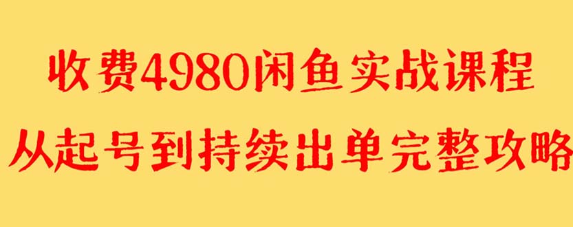 （8359期）外面收费4980闲鱼无货源实战教程 单号4000+天亦网独家提供-天亦资源网