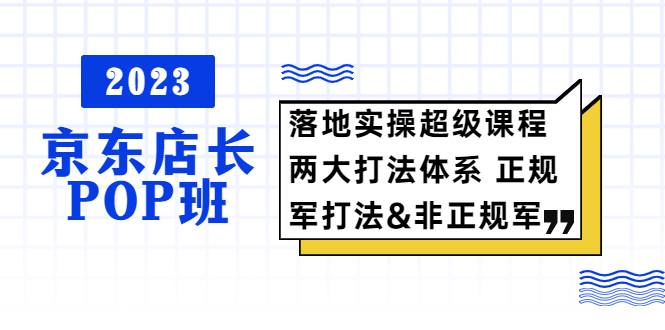 （5699期）2023京东店长·POP班 落地实操超级课程 两大打法体系 正规军&非正规军天亦网独家提供-天亦资源网