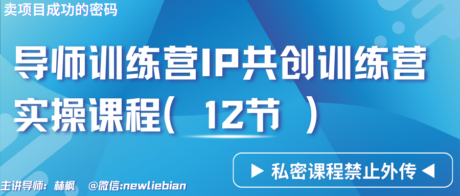 导师训练营3.0IP共创训练营私密实操课程（12节）-卖项目的密码成功秘诀天亦网独家提供-天亦资源网