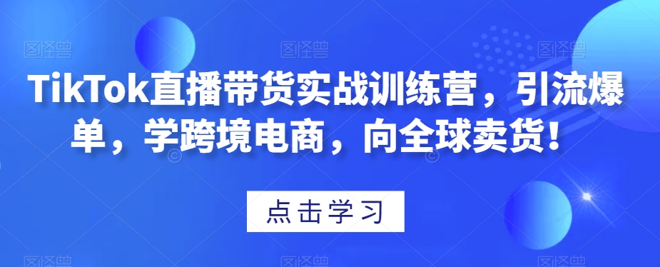 TikTok直播带货实战训练营，引流爆单，学跨境电商，向全球卖货！天亦网独家提供-天亦资源网