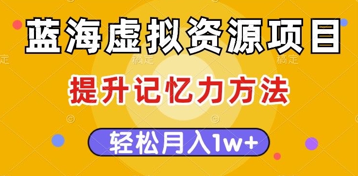 蓝海虚拟资源项目，提升记忆力方法，多种变现方式，轻松月入1w+【揭秘】天亦网独家提供-天亦资源网