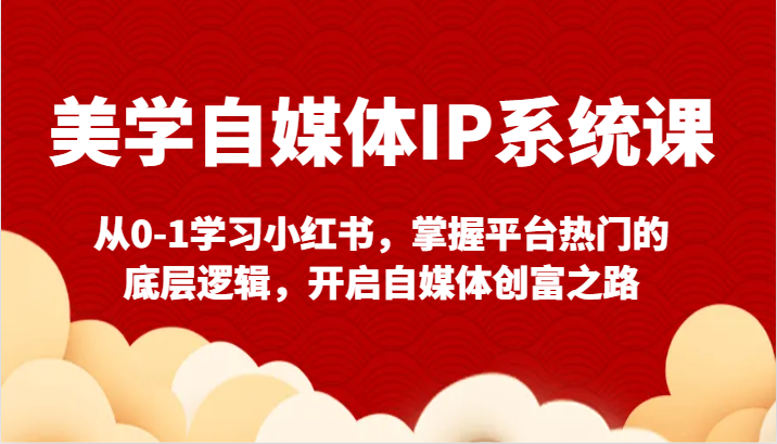 美学自媒体IP系统课-从0-1学习小红书，掌握平台热门的底层逻辑，开启自媒体创富之路天亦网独家提供-天亦资源网