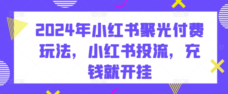 2024年小红书聚光付费玩法，小红书投流，充钱就开挂天亦网独家提供-天亦资源网