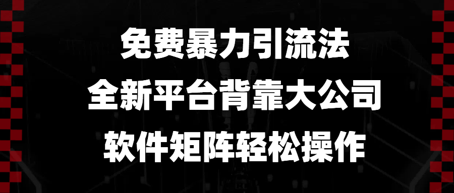 （13745期）免费暴力引流法，全新平台，背靠大公司，软件矩阵轻松操作天亦网独家提供-天亦资源网