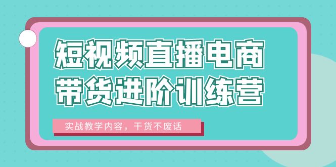 （6401期）短视频直播电商带货进阶训练营：实战教学内容，干货不废话！天亦网独家提供-天亦资源网