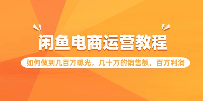 闲鱼电商运营教程：如何做到几百万曝光，几十万的销售额，百万利润天亦网独家提供-天亦资源网