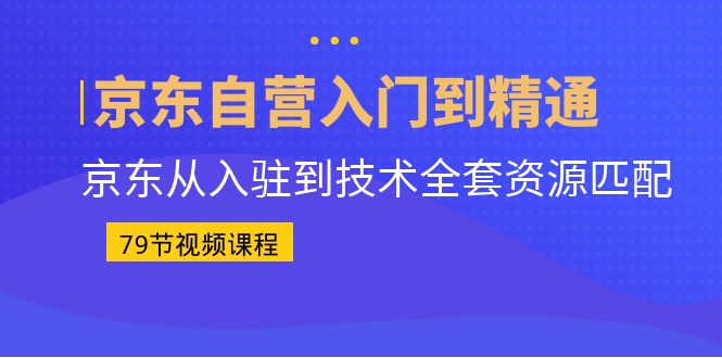 （6901期）京东自营入门到精通：京东从入驻到技术全套资源匹配（79节课）天亦网独家提供-天亦资源网